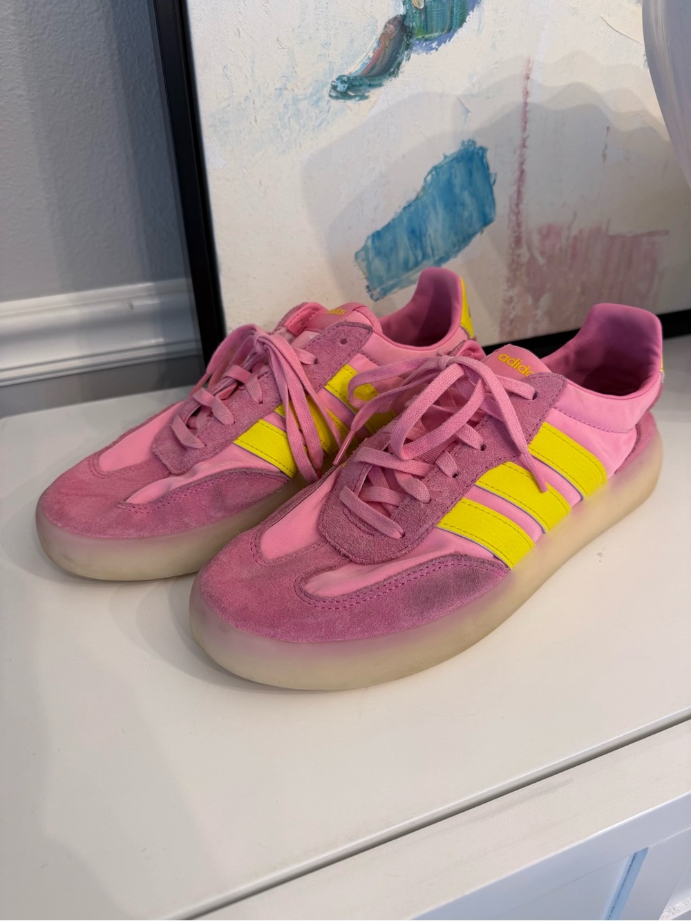 adidas Women’s Pink and Yellow Barreda Decode Sneakers